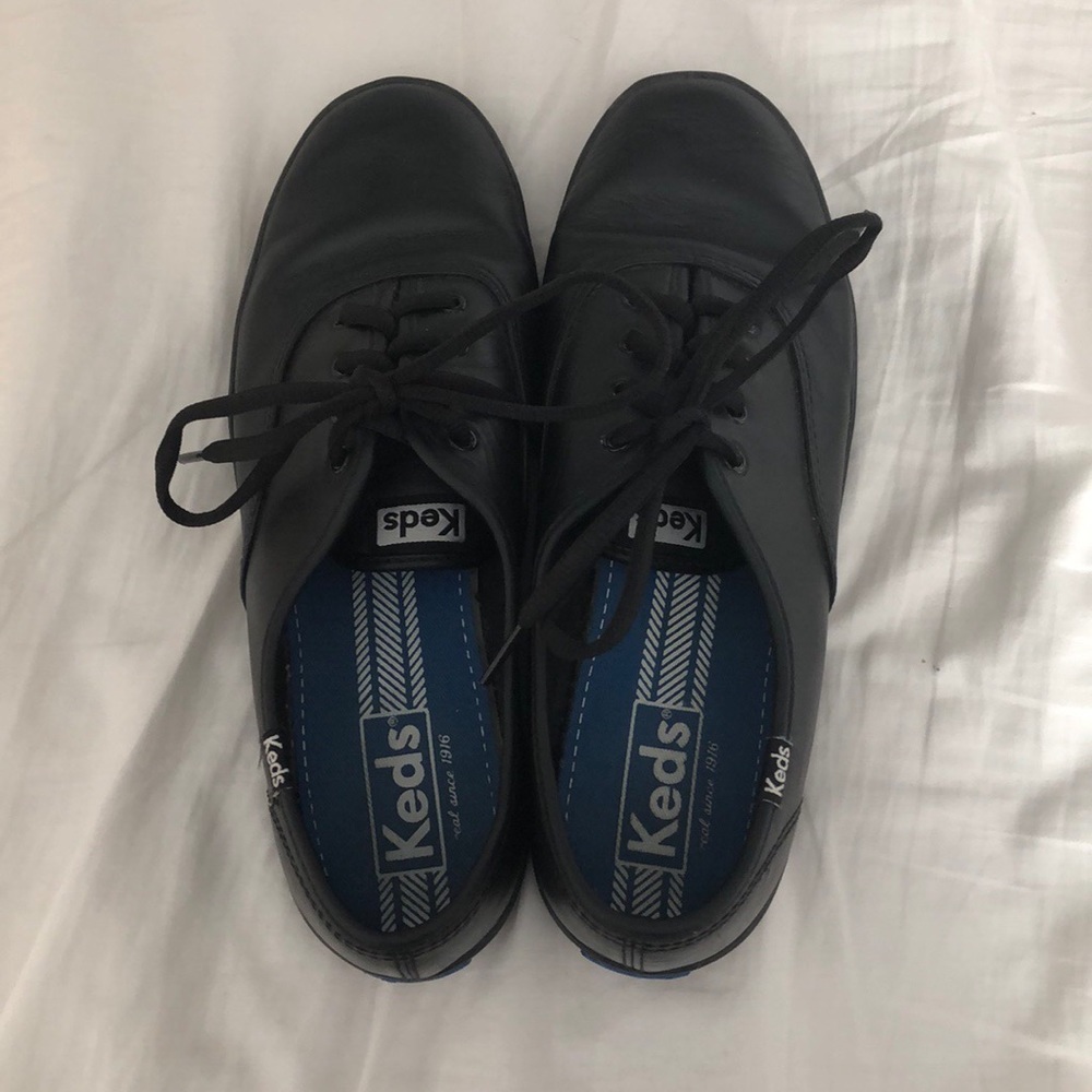 Black leather Keds